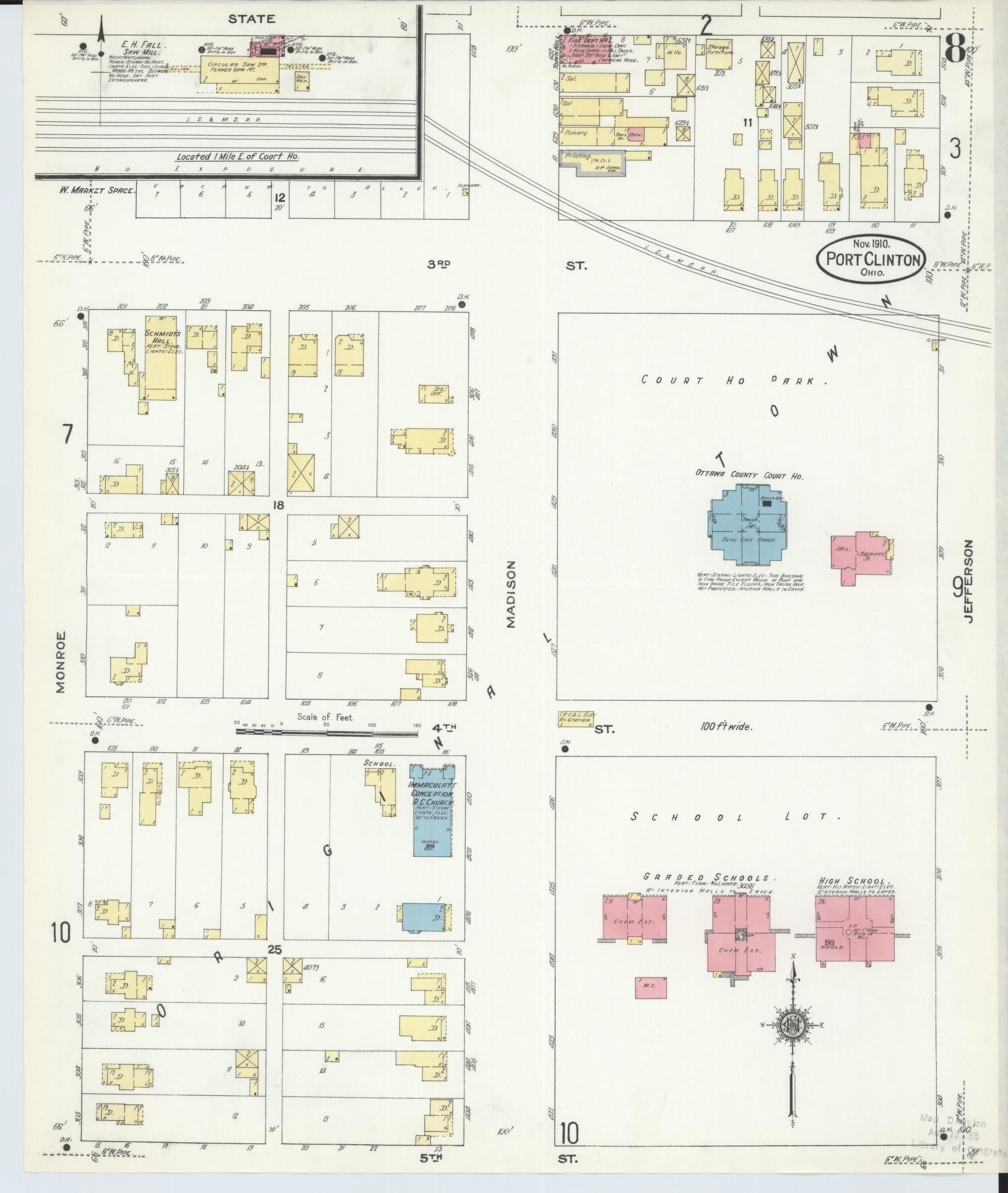 Sanborn Fire Insurance Map from Port Clinton, Ottawa County, Ohio (1910), Sheet #0008 - Complete Map Set gallery image, historic Sanborn map, vintage wall art, Ohio Ohio