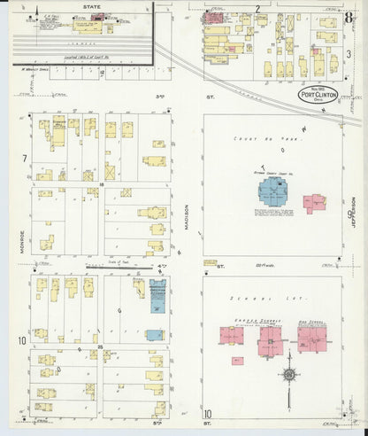 Sanborn Fire Insurance Map from Port Clinton, Ottawa County, Ohio (1910), Sheet #0008 - Complete Map Set gallery image, historic Sanborn map, vintage wall art, Ohio Ohio