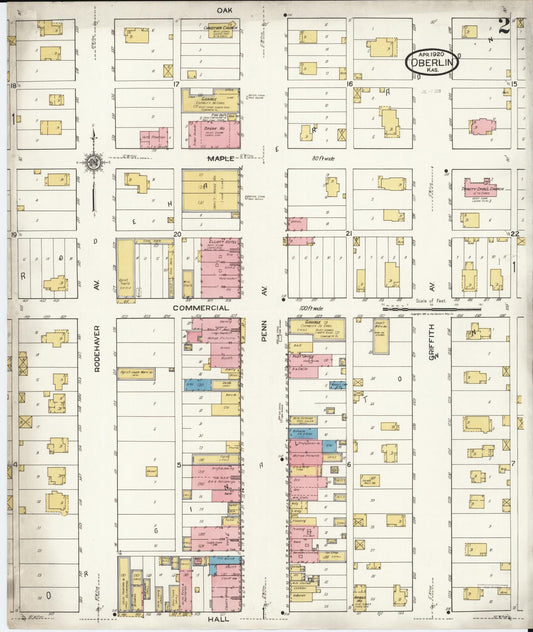Sanborn Fire Insurance Map from Oberlin, Decatur County, Kansas (1920), Sheet #0002 - Historic Sanborn Fire Insurance Map Print, vintage old map wall art, antique decor, genealogy gift, Kansas Kansas map