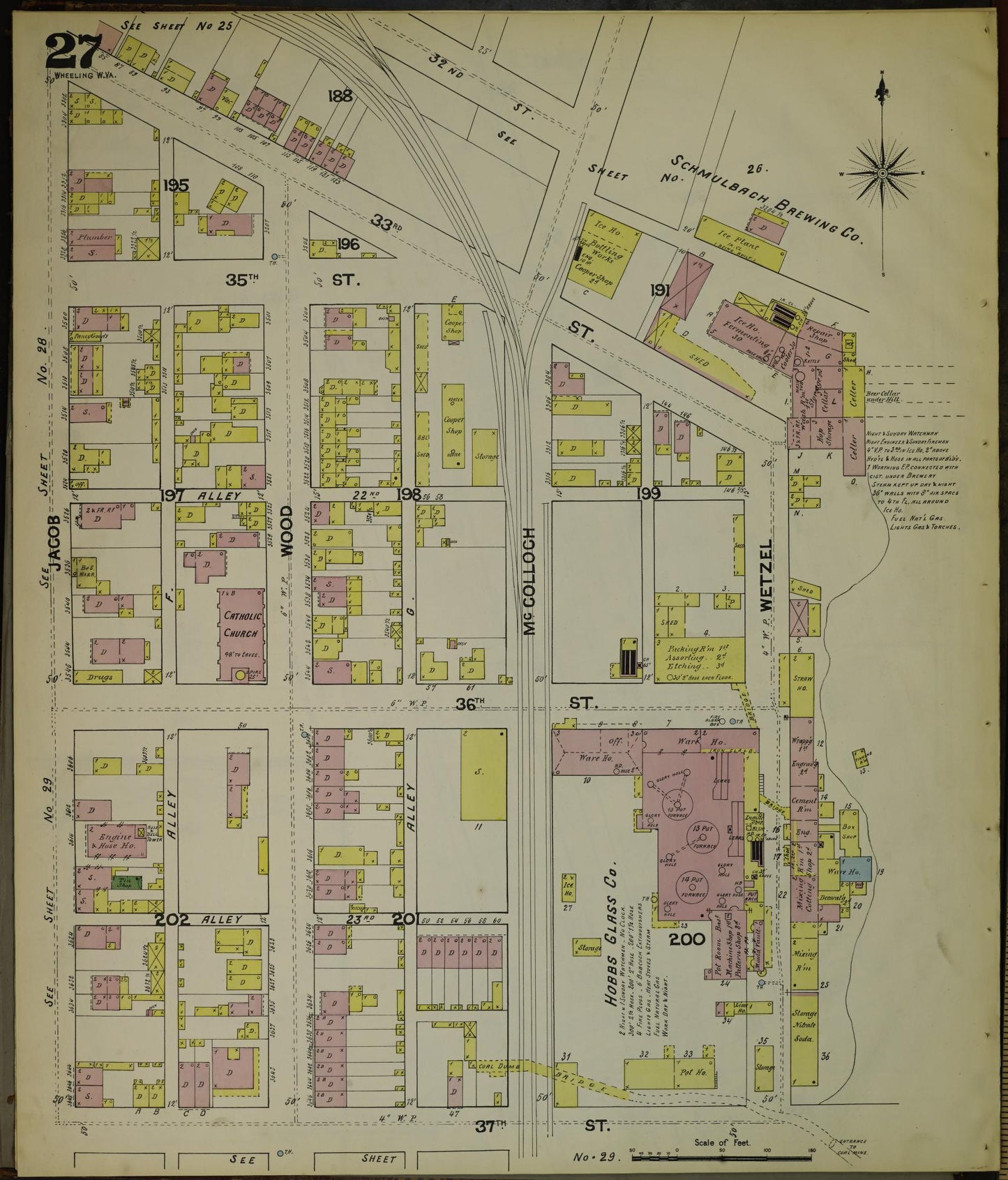 Sanborn Fire Insurance Map from Wheeling, Ohio County, West Virginia (1890), Sheet #0027 - Complete Map Set gallery image, historic Sanborn map, vintage wall art, West Virginia West Virginia