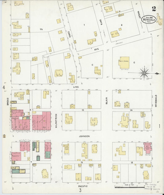 Sanborn Fire Insurance Map from Mineola, Wood County, Texas (1906), Sheet #0002 - Historic Sanborn Fire Insurance Map Print, vintage old map wall art, antique decor, genealogy gift, Texas Texas map
