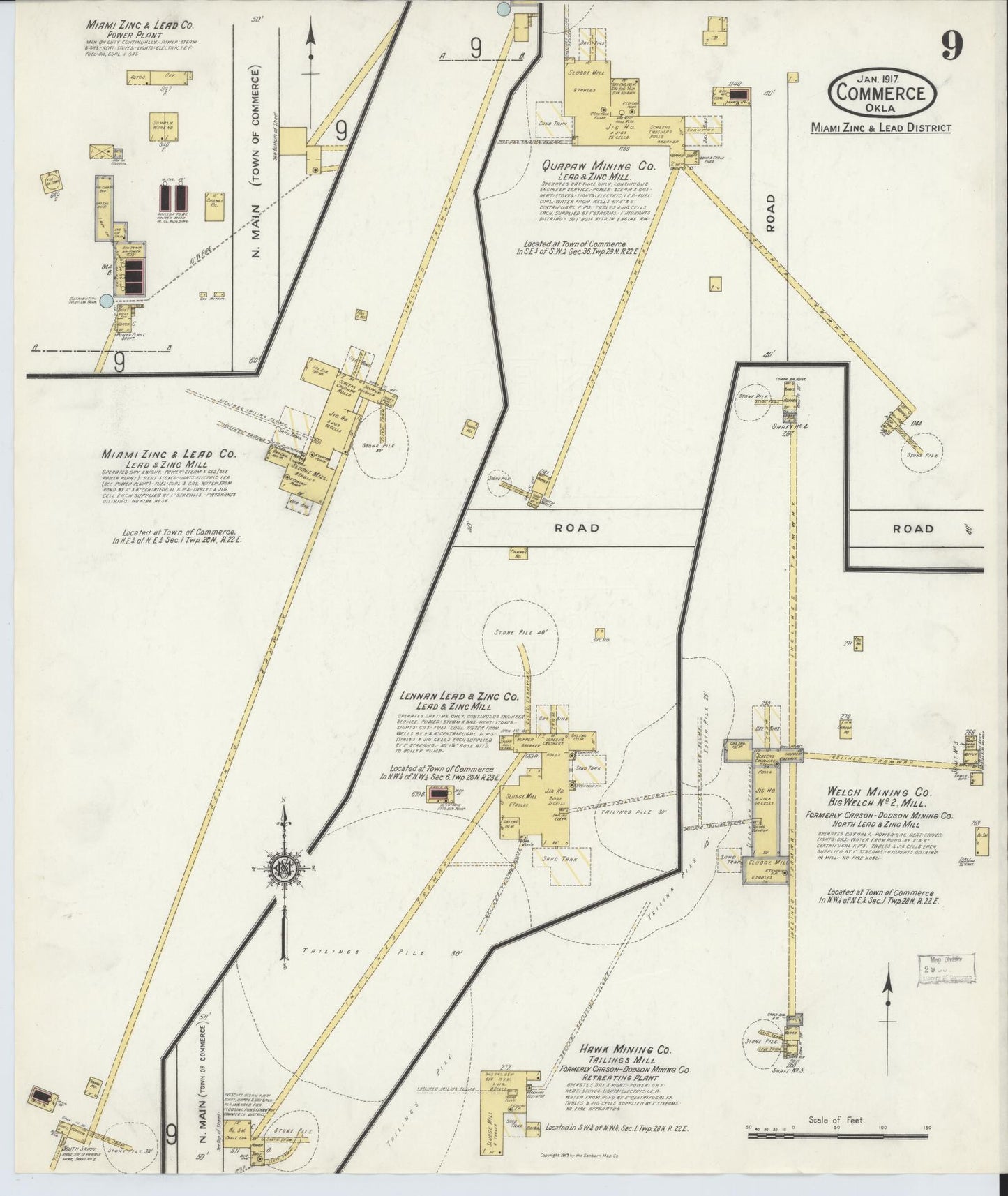 Sanborn Fire Insurance Map from Commerce, Ottawa County, Oklahoma (1917), Sheet #0009 - Complete Map Set gallery image, historic Sanborn map, vintage wall art, Oklahoma Oklahoma