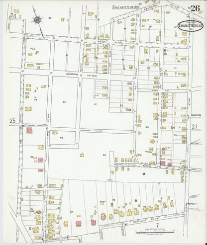 Sanborn Fire Insurance Map from Charlottesville, Independent Cities, Virginia (1920), Sheet #0026 - Complete Map Set gallery image, historic Sanborn map, vintage wall art, Virginia Virginia