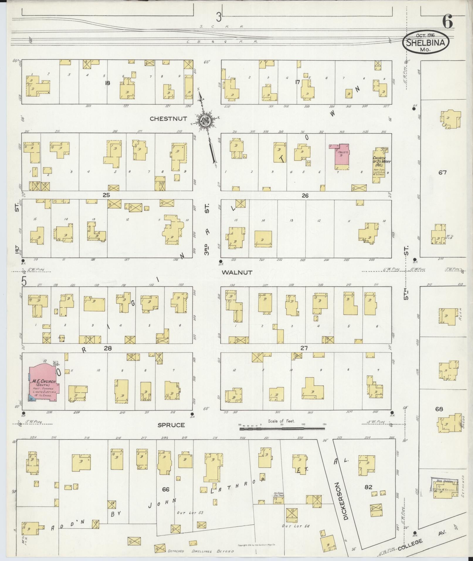 Sanborn Fire Insurance Map from Shelbina, Shelby County, Missouri (1916), Sheet #0006 - Complete Map Set gallery image, historic Sanborn map, vintage wall art, Missouri Missouri
