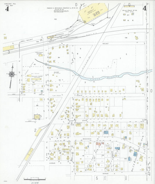 Sanborn Fire Insurance Map from Garland, Dallas County, Texas (1947), Sheet #0004 - Historic Sanborn Fire Insurance Map Print, vintage old map wall art, antique decor, genealogy gift, Texas Texas map