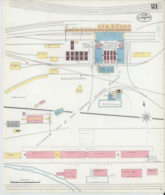 Sanborn Fire Insurance Map from Lebanon, Lebanon County, Pennsylvania (1902), Sheet #0021 - Historic Sanborn Fire Insurance Map Print, vintage old map wall art, antique decor, genealogy gift, Pennsylvania Pennsylvania map
