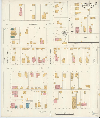 Sanborn Fire Insurance Map from Rising Sun, Ohio County, Indiana (1906), Sheet #0005 - Complete Map Set gallery image, historic Sanborn map, vintage wall art, Indiana Indiana