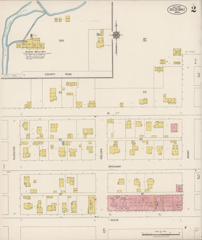Sanborn Fire Insurance Map from Goldendale, Klickitat County, Washington (1922), Sheet #0002 - Complete Map Set gallery image, historic Sanborn map, vintage wall art, Washington Washington