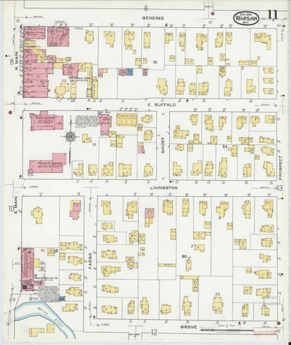 Sanborn Fire Insurance Map from Warsaw, Wyoming County, New York (1919), Sheet #0011 - Complete Map Set gallery image, historic Sanborn map, vintage wall art, Warsaw Wyoming