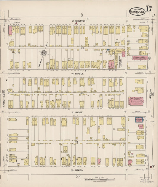 Sanborn Fire Insurance Map from Nanticoke, Luzerne County, Pennsylvania (1920), Sheet #0017 - Historic Sanborn Fire Insurance Map Print, vintage old map wall art, antique decor, genealogy gift, Pennsylvania Pennsylvania map