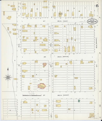 Sanborn Fire Insurance Map from Moorhead, Clay County, Minnesota (1906), Sheet #0006 - Complete Map Set gallery image, historic Sanborn map, vintage wall art, Minnesota Minnesota