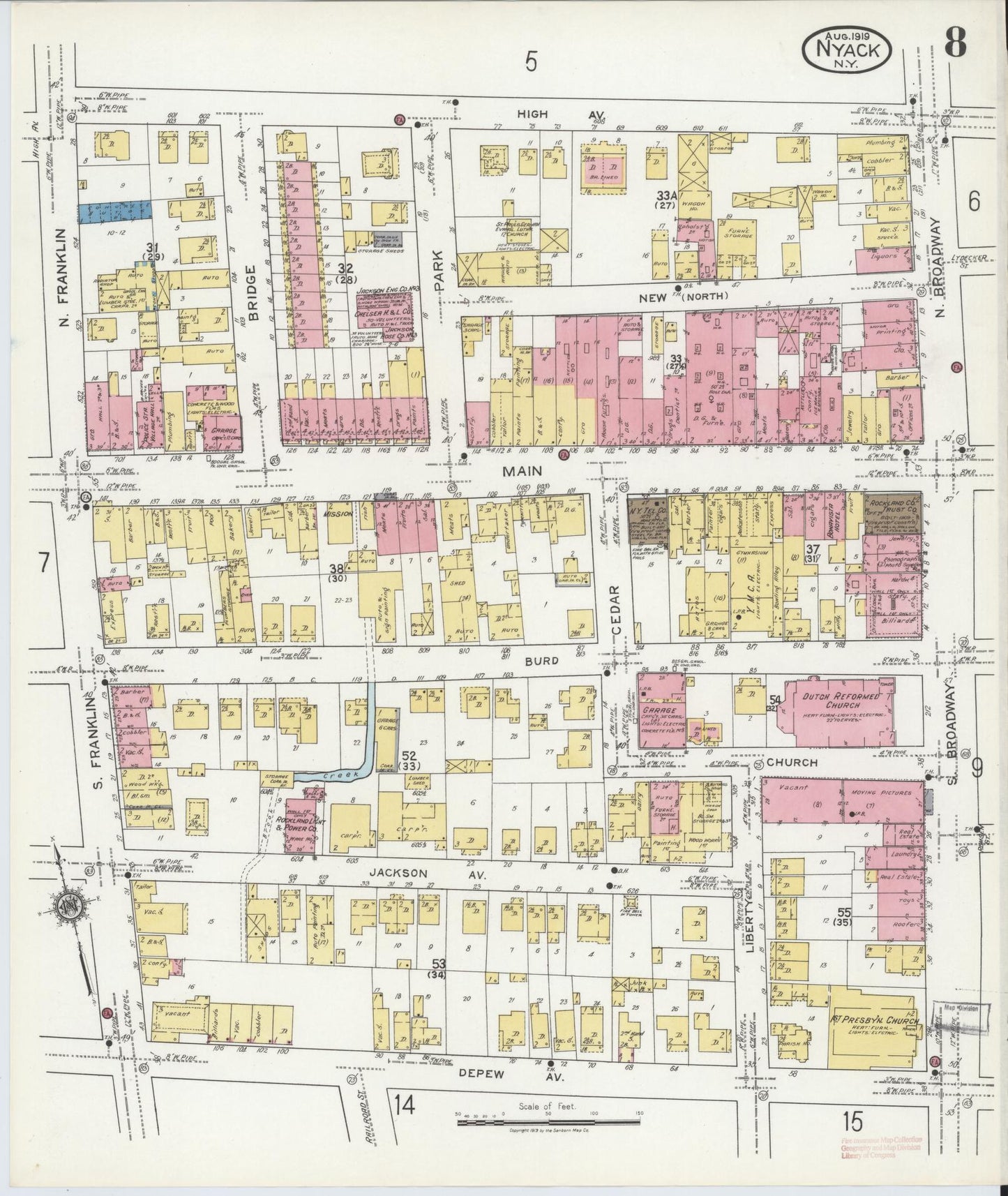 Sanborn Fire Insurance Map from Nyack, Rockland County, New York. (1919), Sheet #0008