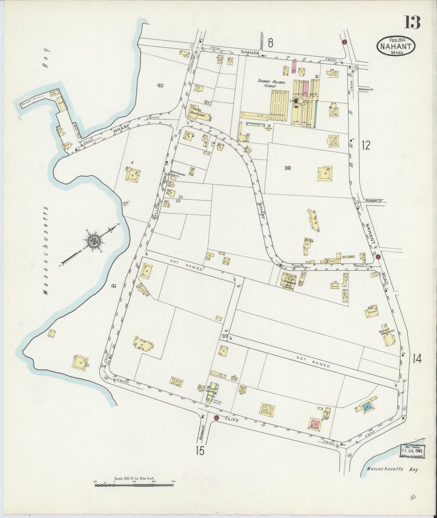 Sanborn Fire Insurance Map from Nahant, Essex County, Massachusetts (1914), Sheet #0013 - Complete Map Set gallery image, historic Sanborn map, vintage wall art, Massachusetts Massachusetts