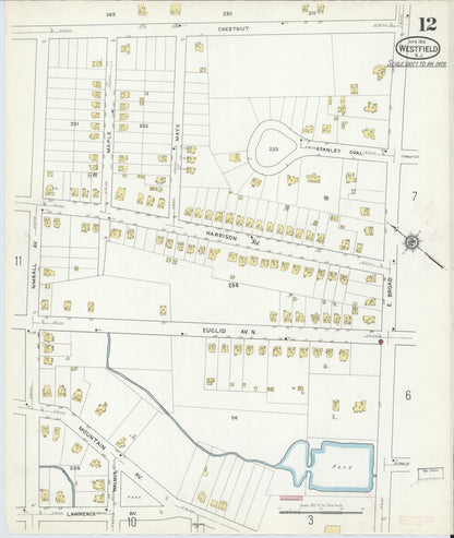 Sanborn Fire Insurance Map from Westfield, Union County, New Jersey (1916), Sheet #0012 - Complete Map Set gallery image, historic Sanborn map, vintage wall art, New Jersey New Jersey