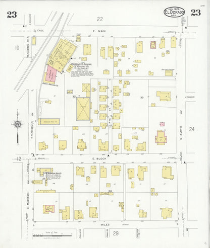Sanborn Fire Insurance Map from El Dorado, Union County, Arkansas (1929), Sheet #0023 - Complete Map Set gallery image, historic Sanborn map, vintage wall art, Arkansas Arkansas
