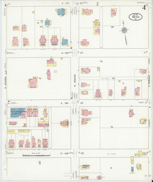 Sanborn Fire Insurance Map from Media, Delaware County, Pennsylvania (1912), Sheet #0004 - Historic Sanborn Fire Insurance Map Print, vintage old map wall art, antique decor, genealogy gift, Media Delaware map