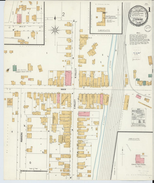 Sanborn Fire Insurance Map from Corning, Perry County, Ohio (1900), Sheet #0001 - Historic Sanborn Fire Insurance Map Print, vintage old map wall art, antique decor, genealogy gift, Ohio Ohio map