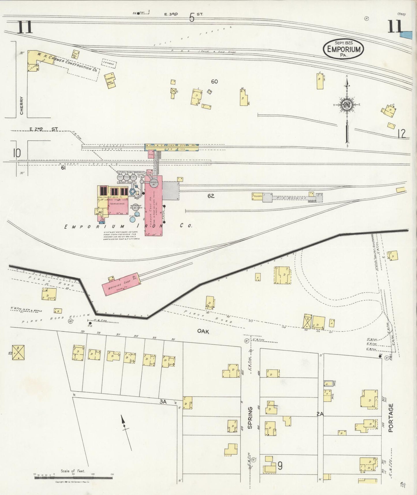 Sanborn Fire Insurance Map from Emporium, Cameron County, Pennsylvania (1925), Sheet #0011 - Complete Map Set gallery image, historic Sanborn map, vintage wall art, Pennsylvania Pennsylvania