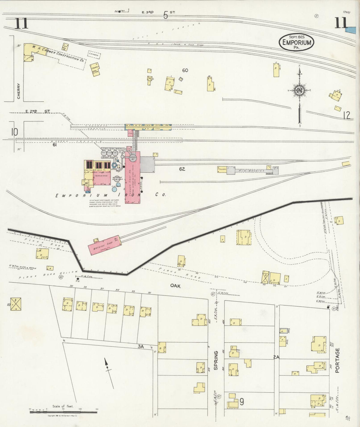 Sanborn Fire Insurance Map from Emporium, Cameron County, Pennsylvania (1925), Sheet #0011 - Complete Map Set gallery image, historic Sanborn map, vintage wall art, Pennsylvania Pennsylvania