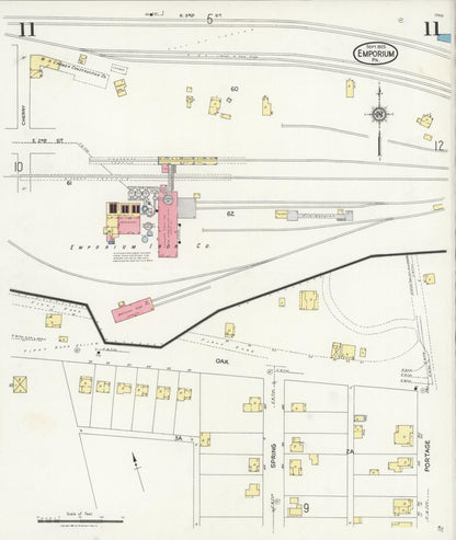 Sanborn Fire Insurance Map from Emporium, Cameron County, Pennsylvania (1925), Sheet #0011 - Complete Map Set gallery image, historic Sanborn map, vintage wall art, Pennsylvania Pennsylvania