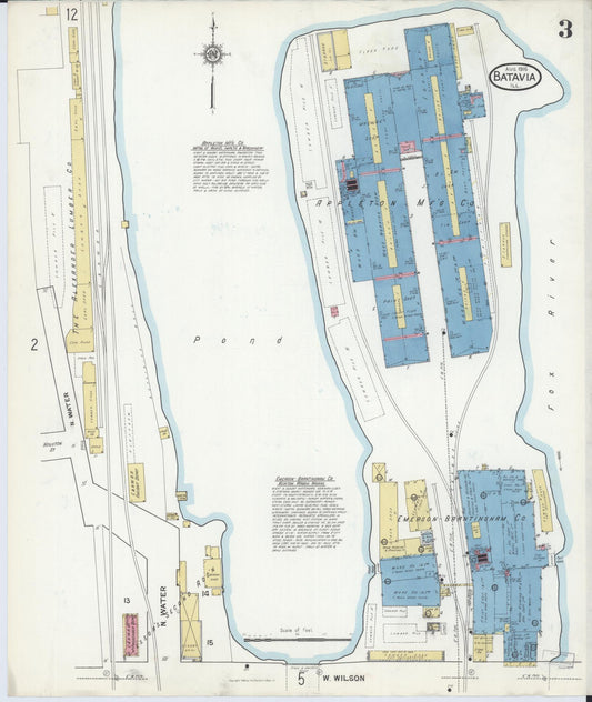 Sanborn Fire Insurance Map from Batavia, Kane County, Illinois (1916), Sheet #0003 - Historic Sanborn Fire Insurance Map Print, vintage old map wall art, antique decor, genealogy gift, Illinois Illinois map