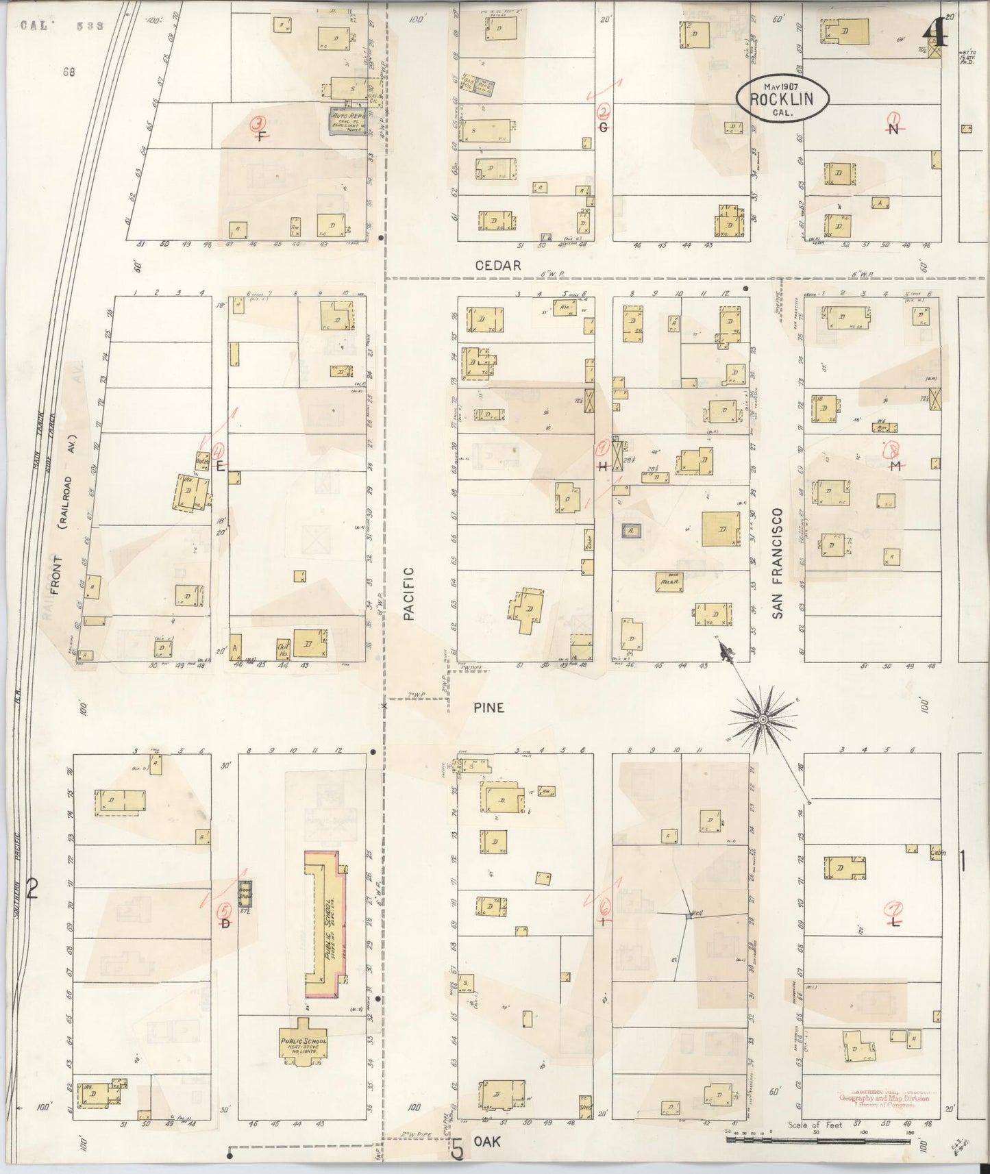 Sanborn Fire Insurance Map from Rocklin, Placer County, California (1941), Sheet #0004 - Complete Map Set gallery image, historic Sanborn map, vintage wall art, California California