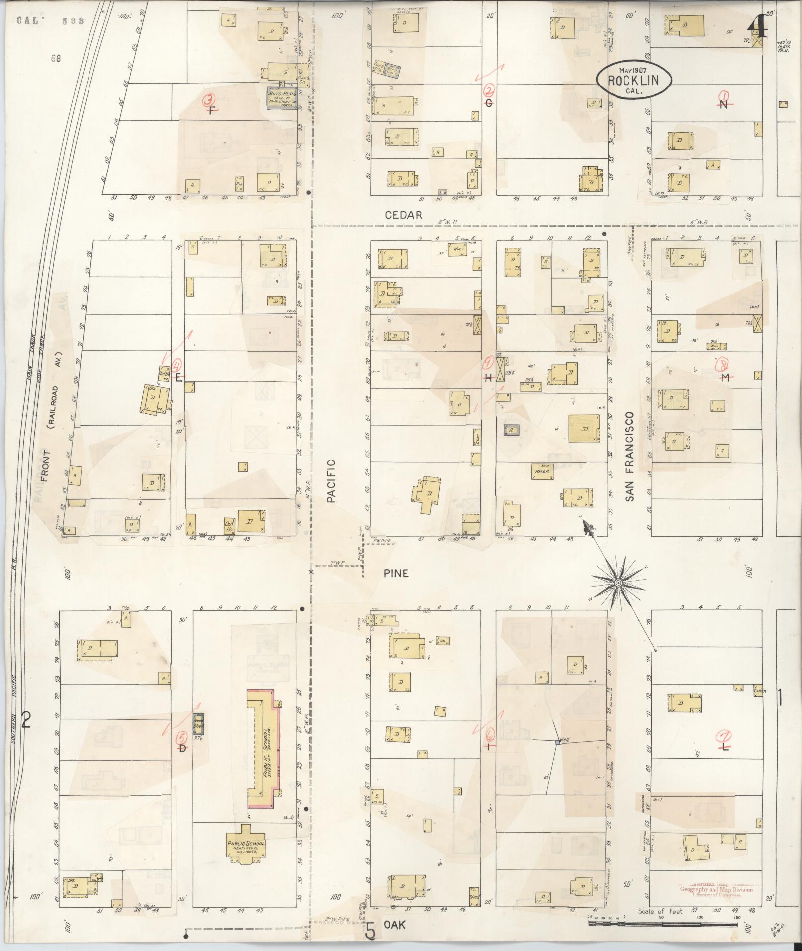 Sanborn Fire Insurance Map from Rocklin, Placer County, California (1941), Sheet #0004 - Complete Map Set gallery image, historic Sanborn map, vintage wall art, California California