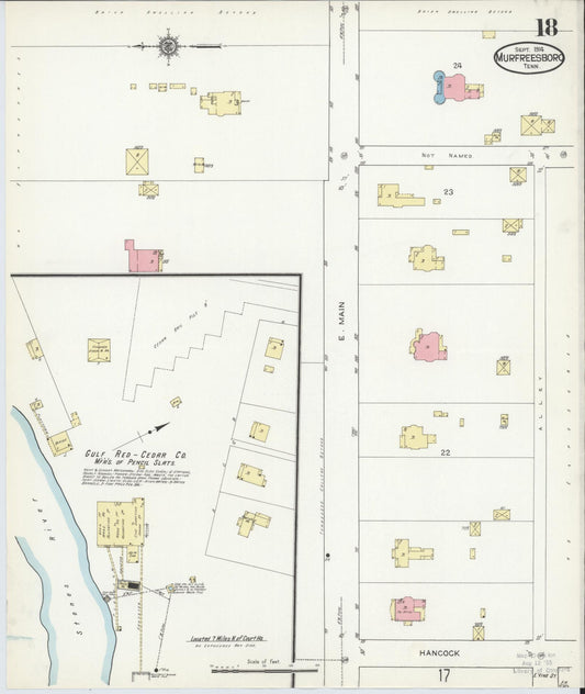 Sanborn Fire Insurance Map from Murfreesboro, Rutherford County, Tennessee (1914), Sheet #0018 - Historic Sanborn Fire Insurance Map Print, vintage old map wall art, antique decor, genealogy gift, Tennessee Tennessee map