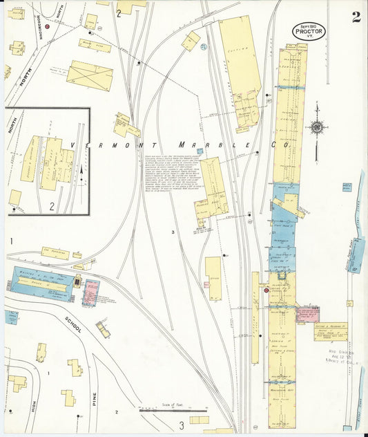 Sanborn Fire Insurance Map from Proctor, Rutland County, Vermont (1910), Sheet #0002 - Historic Sanborn Fire Insurance Map Print, vintage old map wall art, antique decor, genealogy gift, Vermont Vermont map