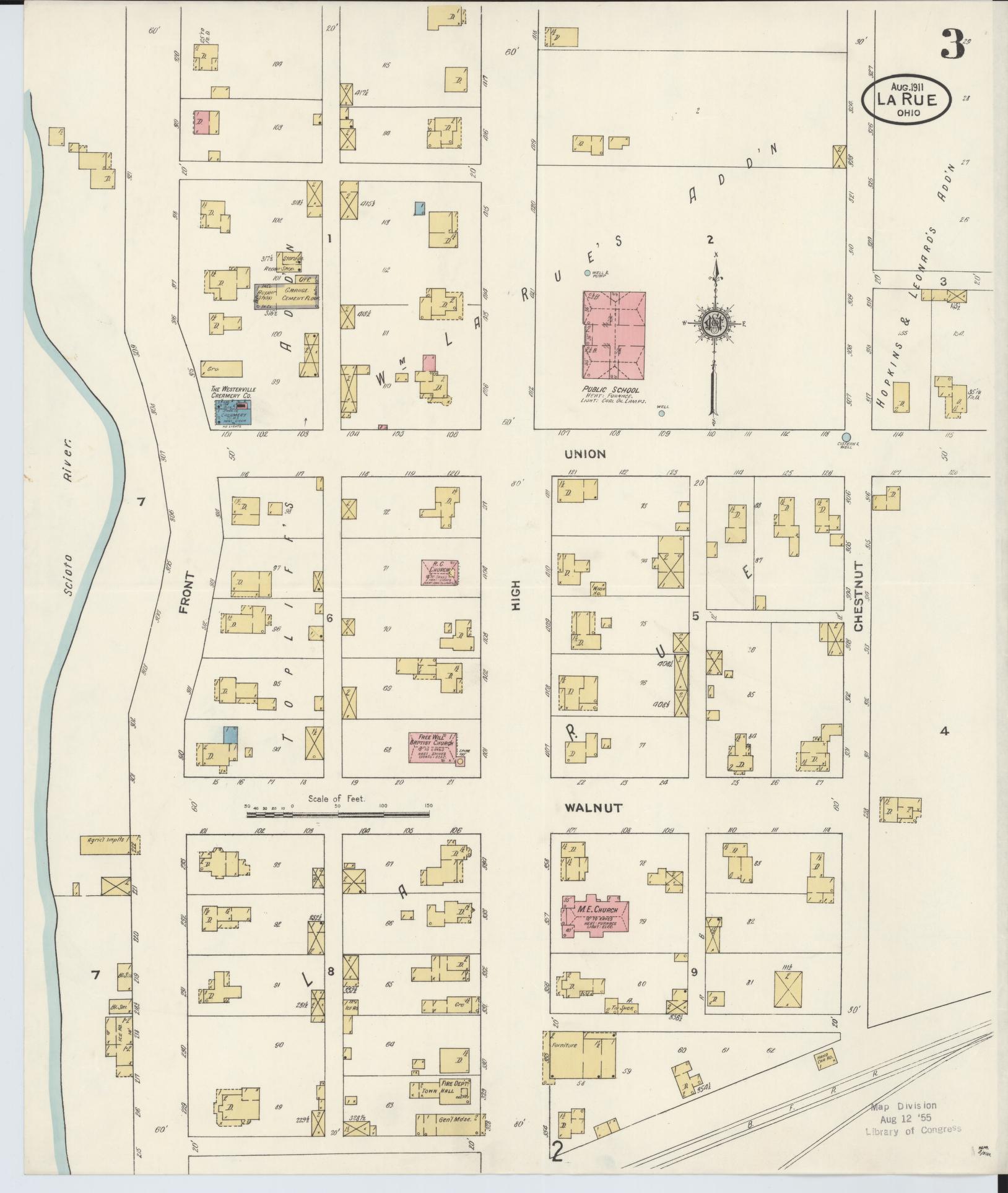 Sanborn Fire Insurance Map from La Rue, Marion County, Ohio (1911), Sheet #0003 - Historic Sanborn Fire Insurance Map Print, vintage old map wall art, antique decor, genealogy gift, Ohio Ohio map