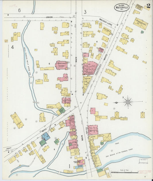 Sanborn Fire Insurance Map from Waterville, Oneida County, New York (1899), Sheet #0002 - Historic Sanborn Fire Insurance Map Print, vintage old map wall art, antique decor, genealogy gift, New York New York map