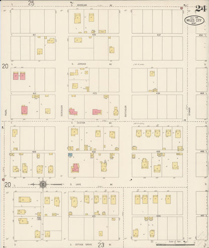 Sanborn Fire Insurance Map from Miles City, Custer County, Montana (1916), Sheet #0024 - Complete Map Set gallery image, historic Sanborn map, vintage wall art, Montana Montana