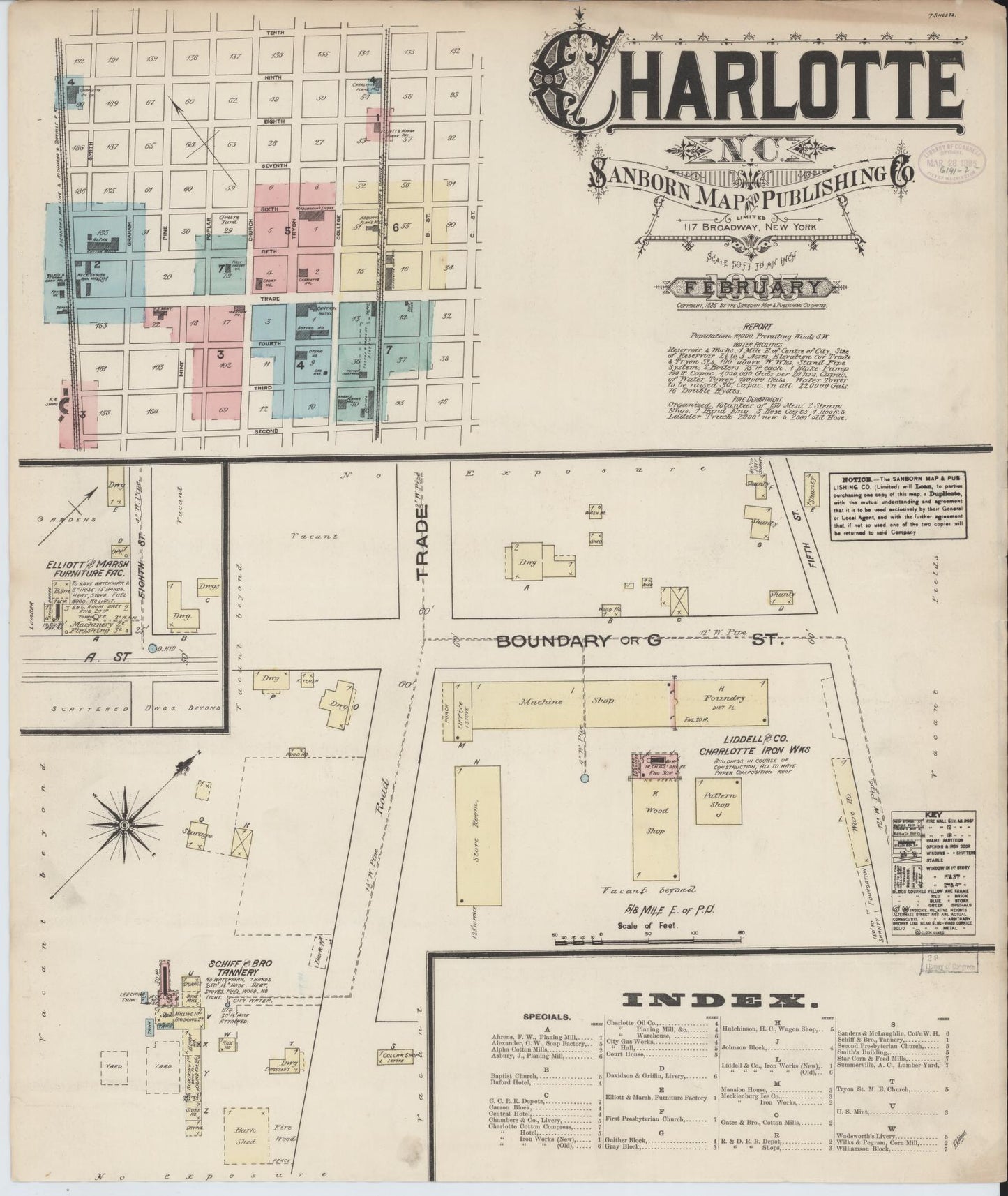 Sanborn Fire Insurance Map from Charlotte, Mecklenburg County, North Carolina (1885), Sheet #0001 - Complete Map Set gallery image, historic Sanborn map, vintage wall art, North Carolina North Carolina