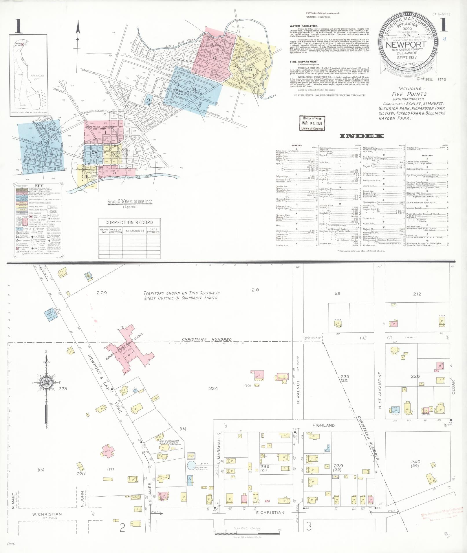 Sanborn Fire Insurance Map from Newport, New Castle County, Delaware. (1937) – Historic Sanborn Fire Insurance Map Print