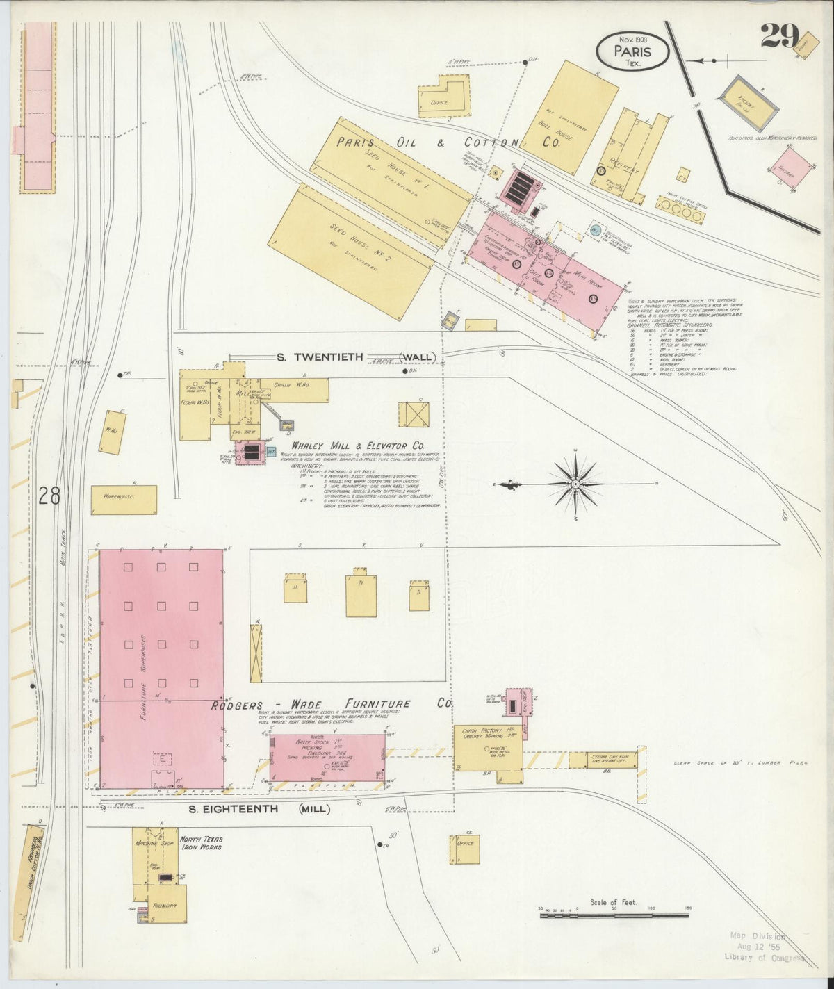 Sanborn Fire Insurance Map from Paris, Lamar County, Texas (1908), Sheet #0029 - Complete Map Set gallery image, historic Sanborn map, vintage wall art, Texas Texas