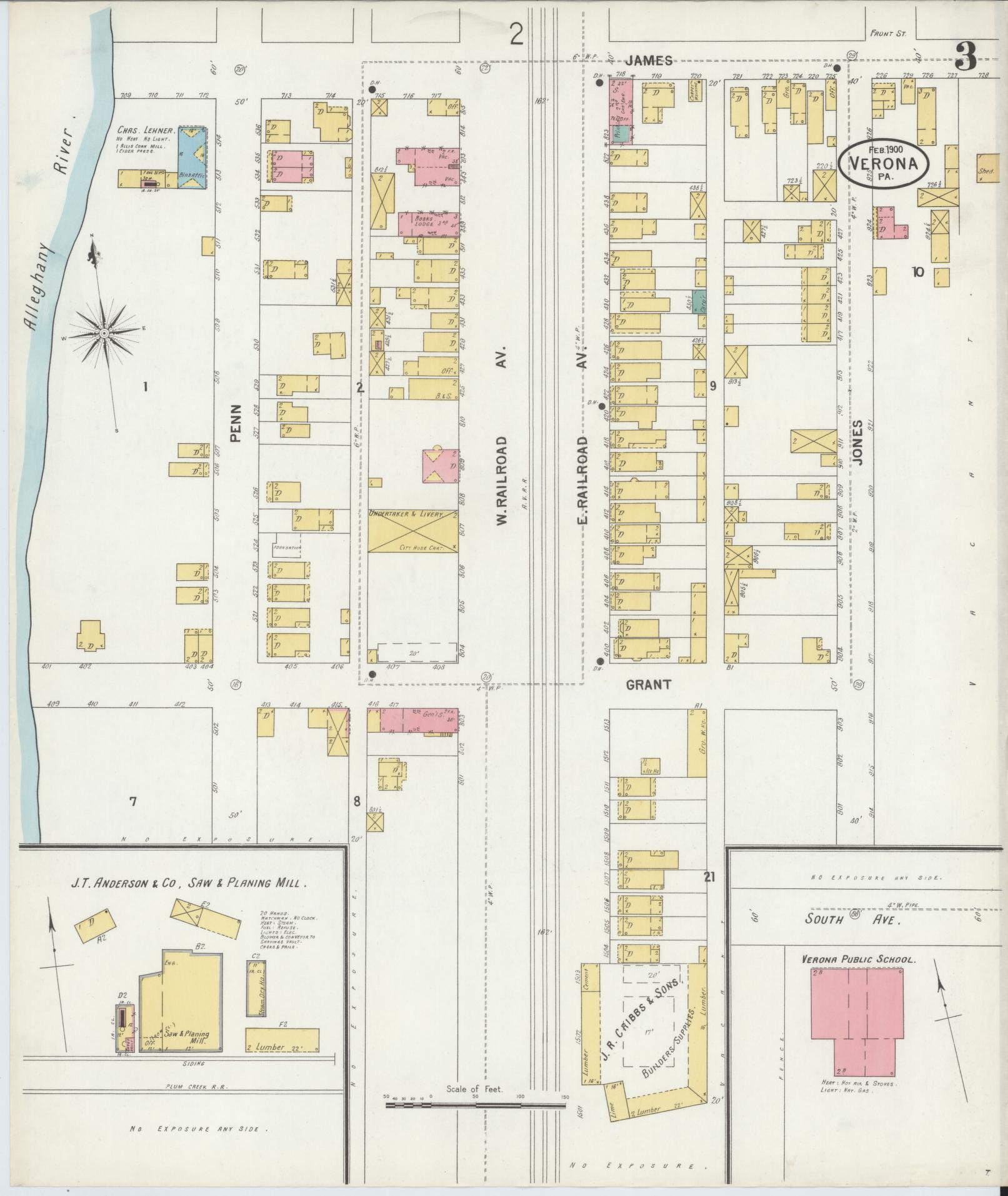 Sanborn Fire Insurance Map from Verona, Allegheny County, Pennsylvania (1900), Sheet #0003 - Complete Map Set gallery image, historic Sanborn map, vintage wall art, Pennsylvania Pennsylvania