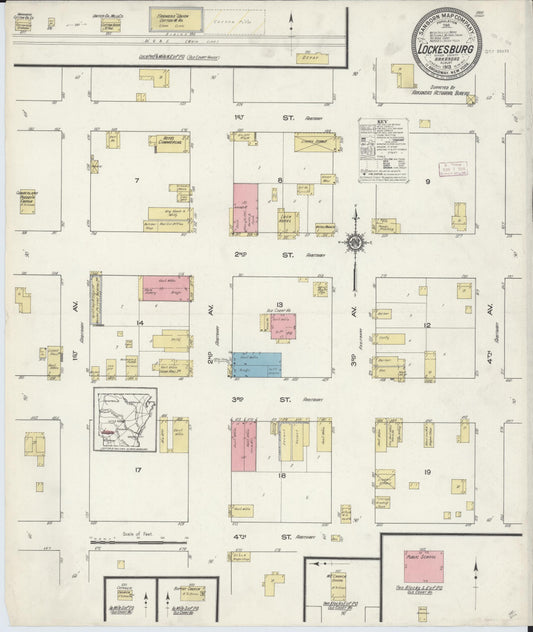 Sanborn Fire Insurance Map from Lockesburg, Sevier County, Arkansas (1913), Sheet #0001 - Historic Sanborn Fire Insurance Map Print, vintage old map wall art, antique decor, genealogy gift, Arkansas Arkansas map