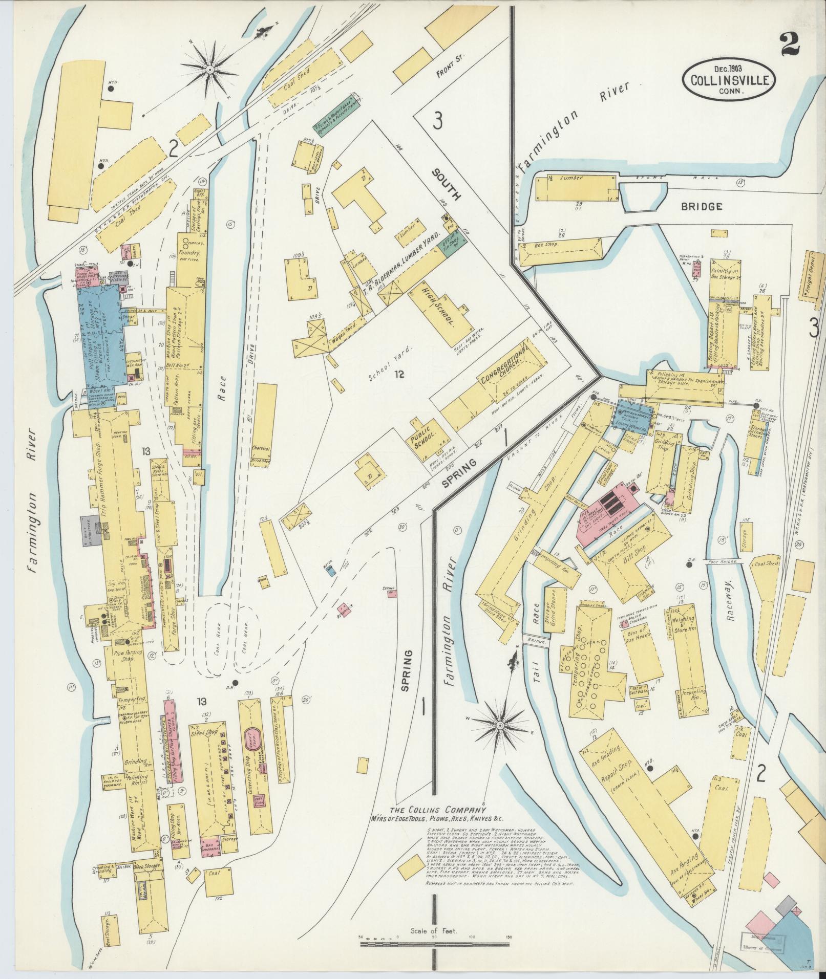 Sanborn Fire Insurance Map from Collinsville, Hartford County, Connecticut (1903), Sheet #0002 - Complete Map Set gallery image, historic Sanborn map, vintage wall art, Connecticut Connecticut