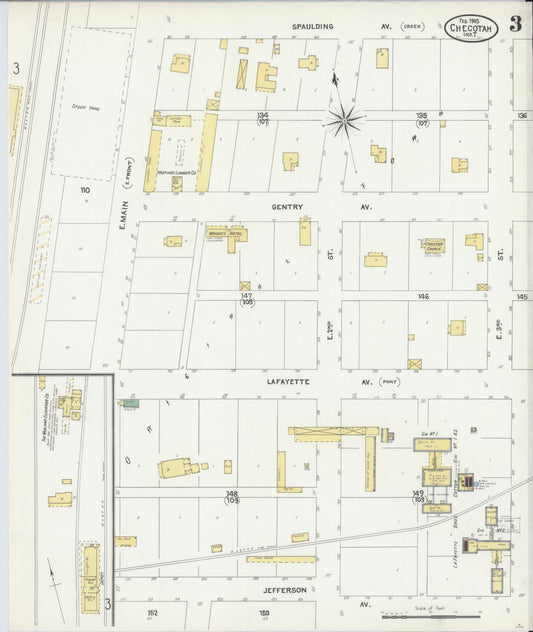 Sanborn Fire Insurance Map from Checotah, McIntosch County, Oklahoma (1905), Sheet #0003 - Historic Sanborn Fire Insurance Map Print, vintage old map wall art, antique decor, genealogy gift, Oklahoma Oklahoma map