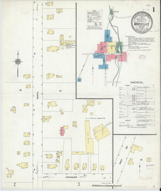 Sanborn Fire Insurance Map from Marcellus, Onondaga County, New York (1911), Sheet #0001 - Complete Map Set gallery image, historic Sanborn map, vintage wall art, New York New York