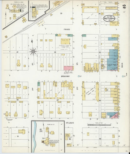 Sanborn Fire Insurance Map from Wetumka, Hughes County, Oklahoma (1903), Sheet #0002 - Complete Map Set gallery image, historic Sanborn map, vintage wall art, Oklahoma Oklahoma