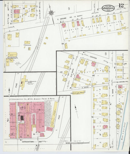 Sanborn Fire Insurance Map from Miamisburg, Montgomery County, Ohio (1919), Sheet #0012 - Historic Sanborn Fire Insurance Map Print, vintage old map wall art, antique decor, genealogy gift, Ohio Ohio map