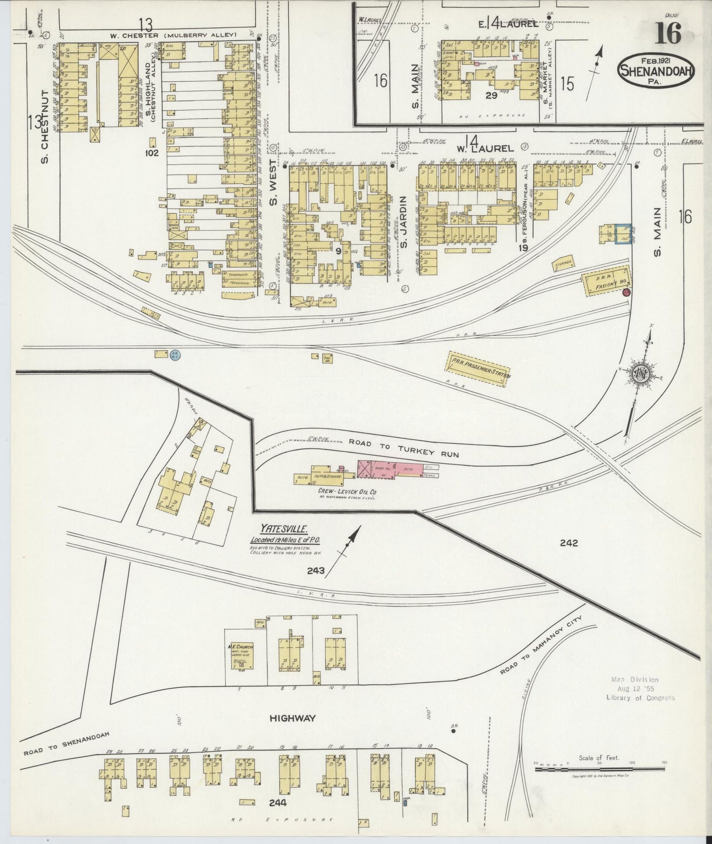 Sanborn Fire Insurance Map from Shenandoah, Schuylkill County, Pennsylvania (1921), Sheet #0016 - Complete Map Set gallery image, historic Sanborn map, vintage wall art, Pennsylvania Pennsylvania