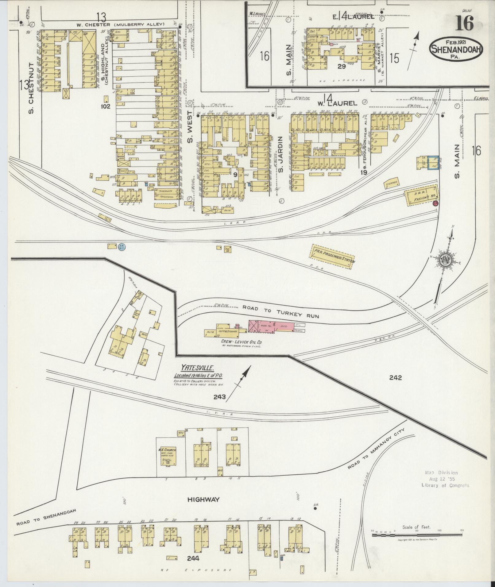 Sanborn Fire Insurance Map from Shenandoah, Schuylkill County, Pennsylvania (1921), Sheet #0016 - Complete Map Set gallery image, historic Sanborn map, vintage wall art, Pennsylvania Pennsylvania