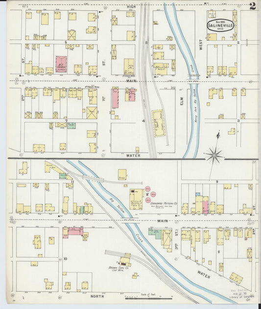 Sanborn Fire Insurance Map from Salineville, Columbiana County, Ohio (1895), Sheet #0002 - Historic Sanborn Fire Insurance Map Print, vintage old map wall art, antique decor, genealogy gift, Ohio Ohio map