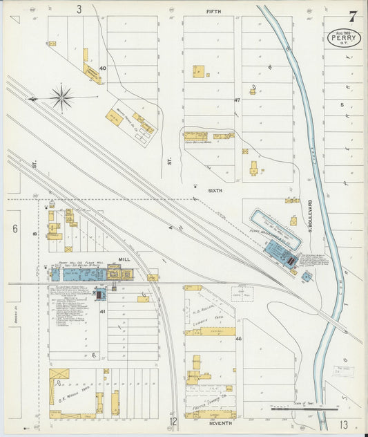 Sanborn Fire Insurance Map from Perry, Noble County, Oklahoma (1903), Sheet #0007 - Historic Sanborn Fire Insurance Map Print, vintage old map wall art, antique decor, genealogy gift, Oklahoma Oklahoma map