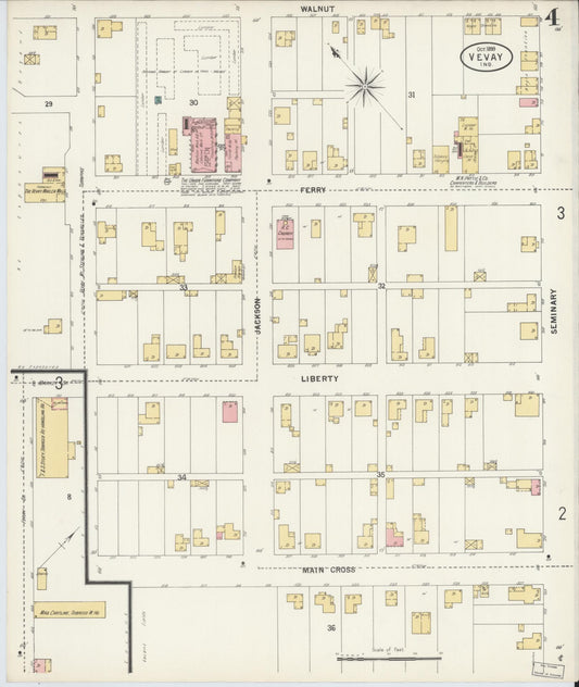 Sanborn Fire Insurance Map from Vevay, Switzerland County, Indiana (1899), Sheet #0004 - Historic Sanborn Fire Insurance Map Print, vintage old map wall art, antique decor, genealogy gift, Indiana Indiana map