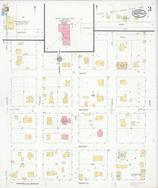 Sanborn Fire Insurance Map from Buffalo, Dallas County, Missouri (1931), Sheet #0003 - Historic Sanborn Fire Insurance Map Print, vintage old map wall art, antique decor, genealogy gift, Missouri Missouri map