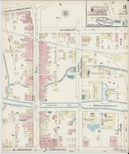 Sanborn Fire Insurance Map from Danville, Montour County, Pennsylvania (1885), Sheet #0003 - Complete Map Set gallery image, historic Sanborn map, vintage wall art, Pennsylvania Pennsylvania
