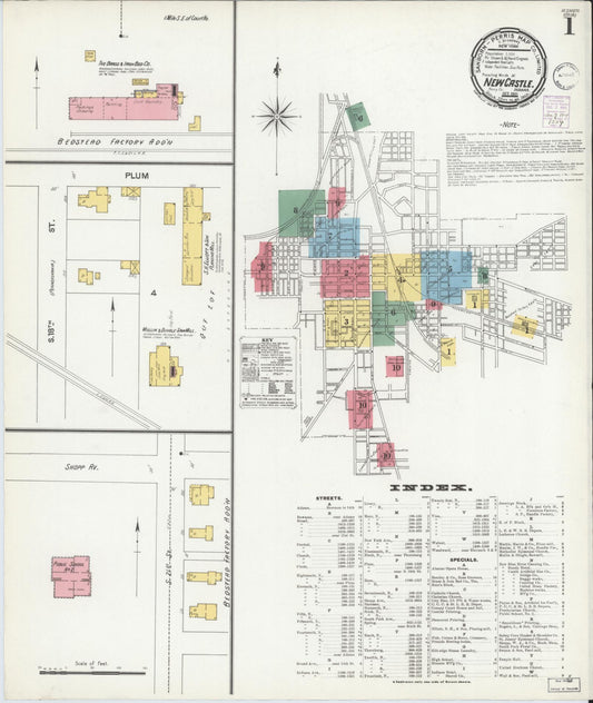 Sanborn Fire Insurance Map from New Castle, Henry County, Indiana (1901), Sheet #0001 - Complete Map Set gallery image, historic Sanborn map, vintage wall art, Indiana Indiana